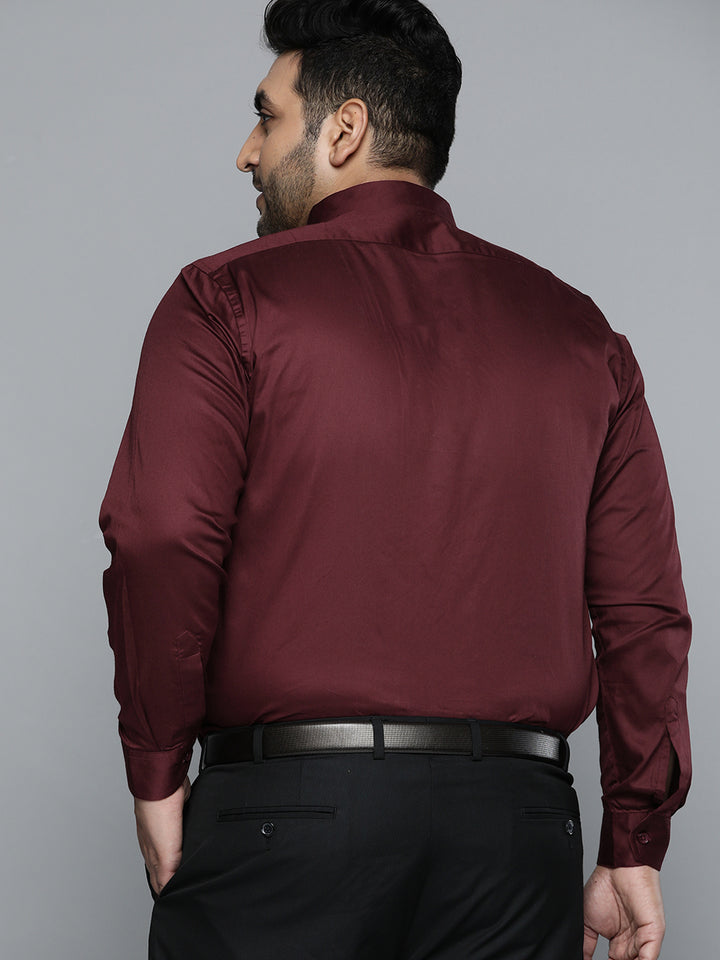 Men Burgundy Smart Slim Fit Pure Cotton Opaque Formal Shirt