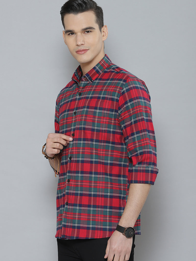 Men Smart Tartan Checked Cotton Casual Shirt