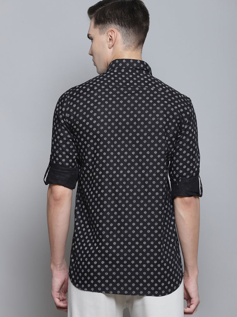 Black And White: Printed Formal Shirt