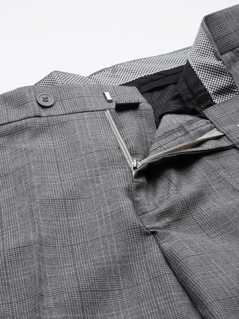 DENNISON Men Smart Self Design Tapered Fit Formal Trousers