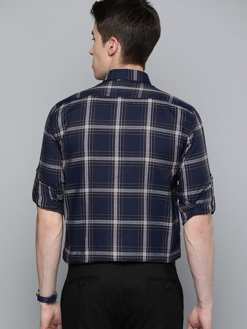 Men Smart Slim Fit Tartan Checks Formal Shirt