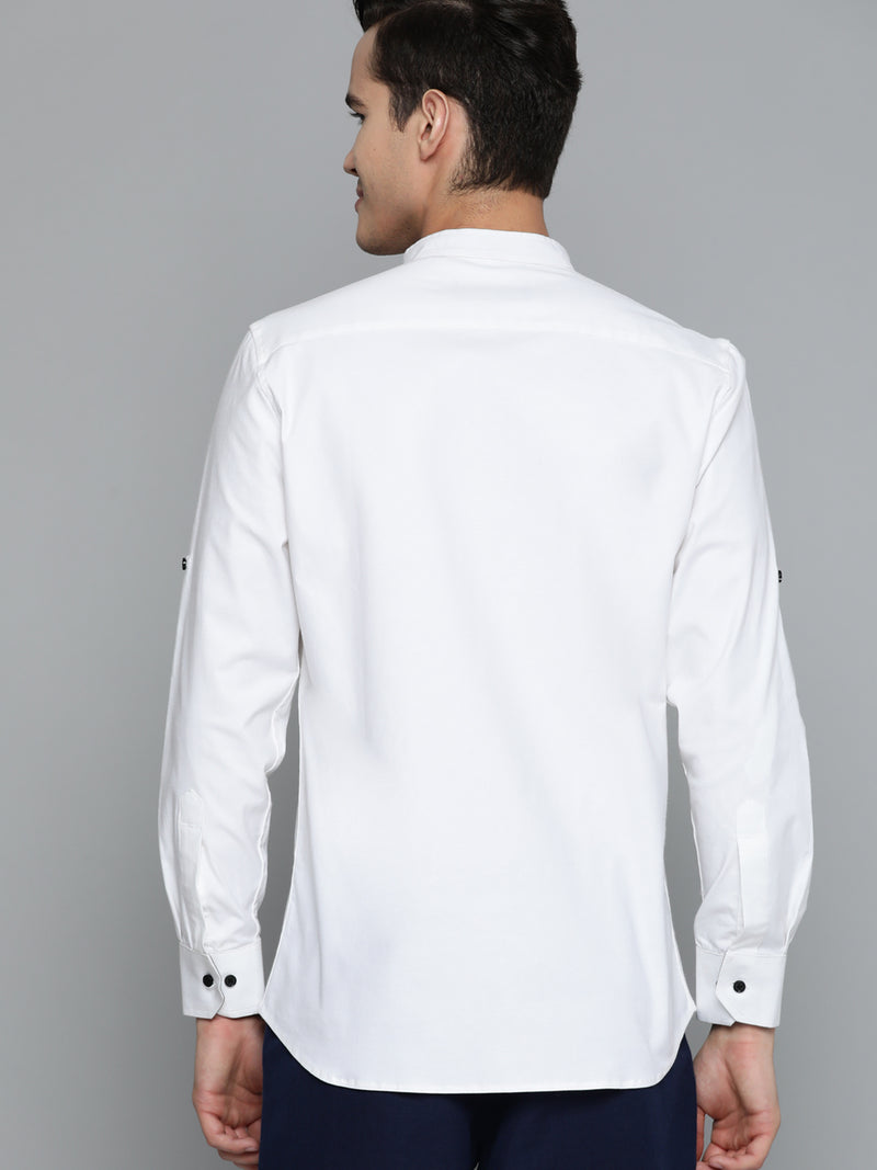 DENNISON Men White Smart Slim Fit Casual Shirt