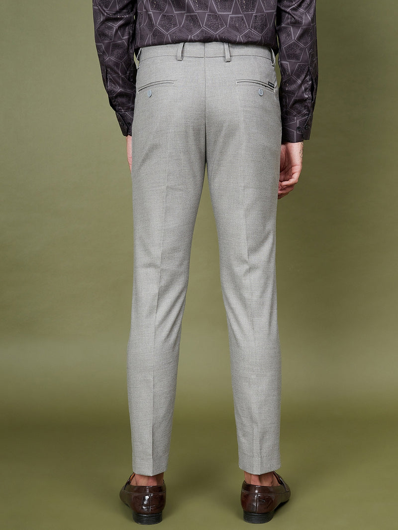 DENNISON Men Smart Tapered Fit Easy Wash Formal Grey Trousers