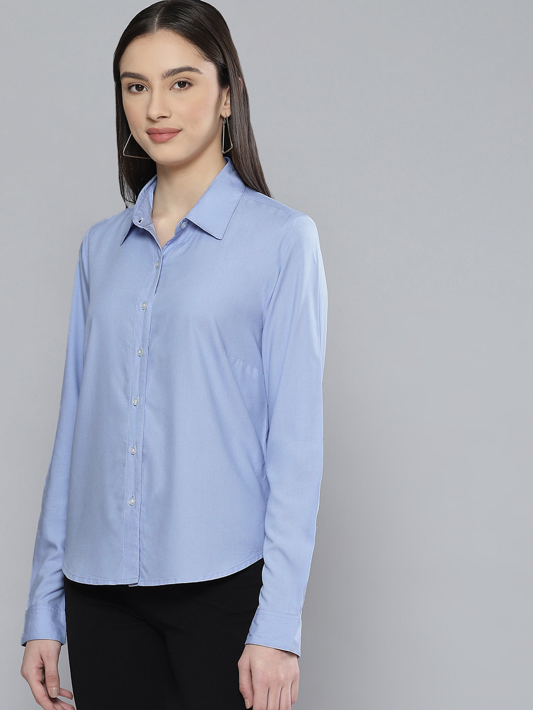 DENNISON Women Blue Solid Formal Shirt
