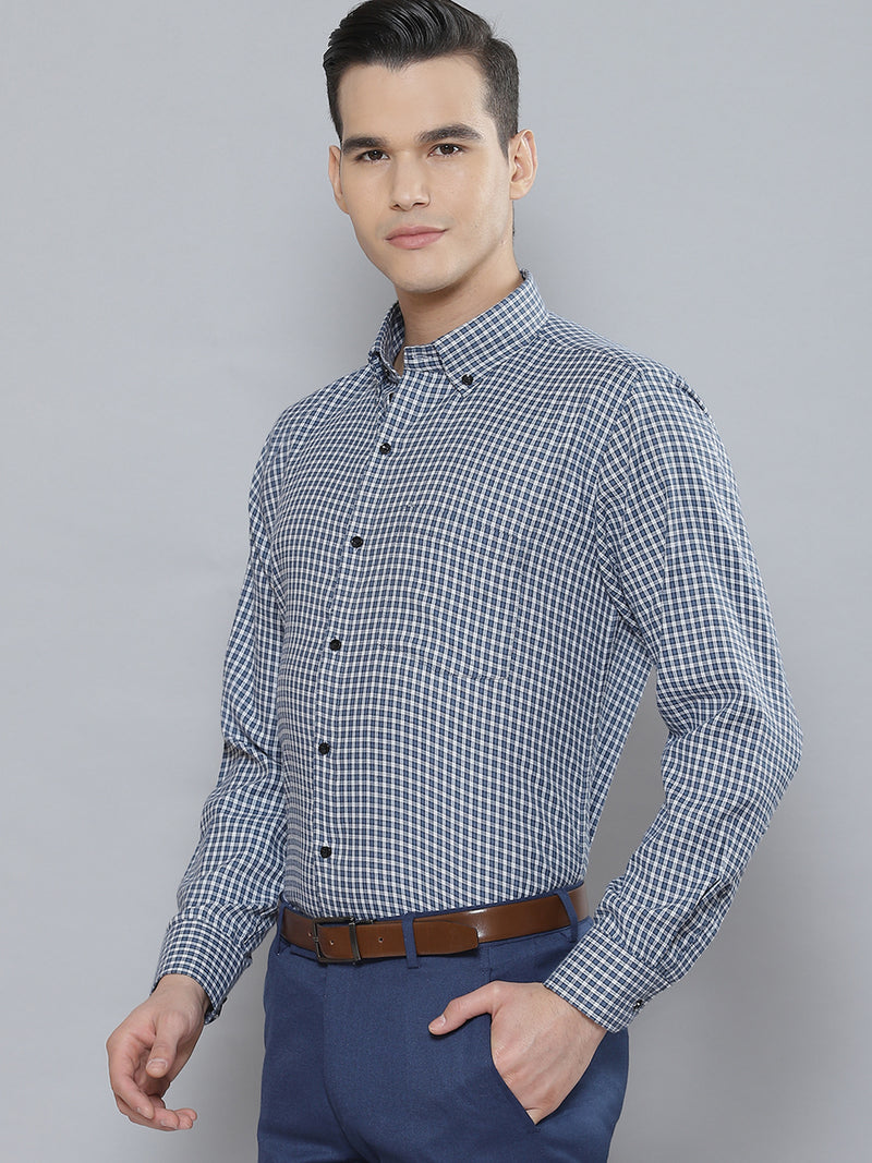 Men Smart Shepherd Checked Cotton Formal Shirt
