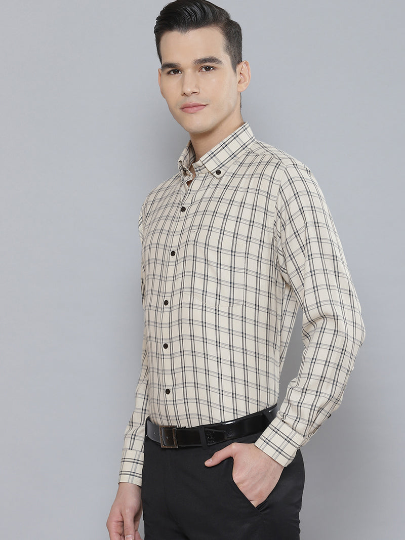Men Smart Tartan Checked Cotton Formal Shirt