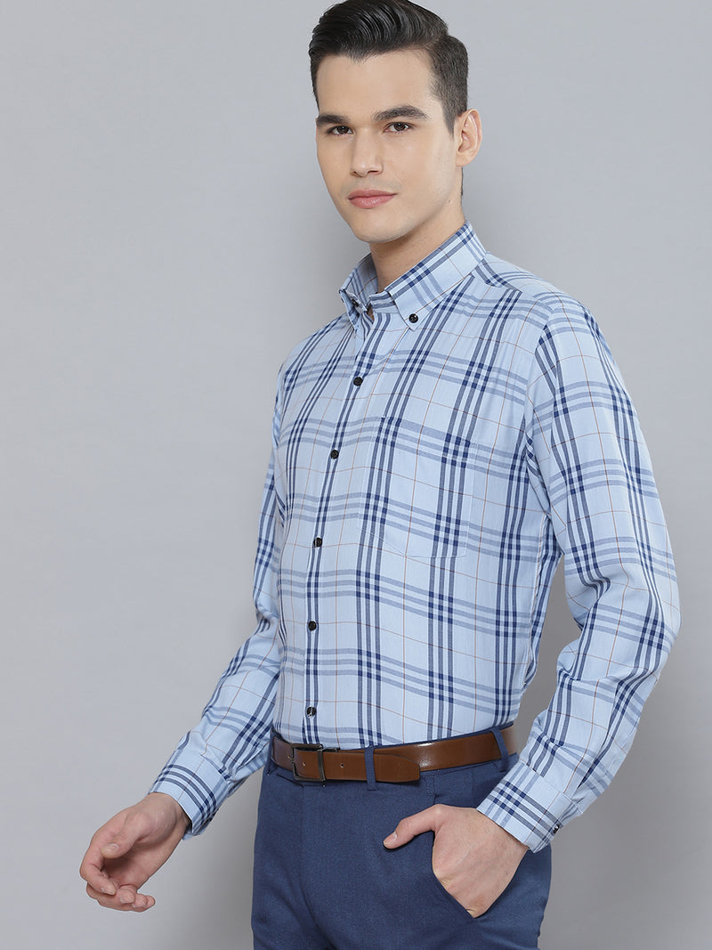 Men Smart Tartan Checked Cotton Formal Shirt