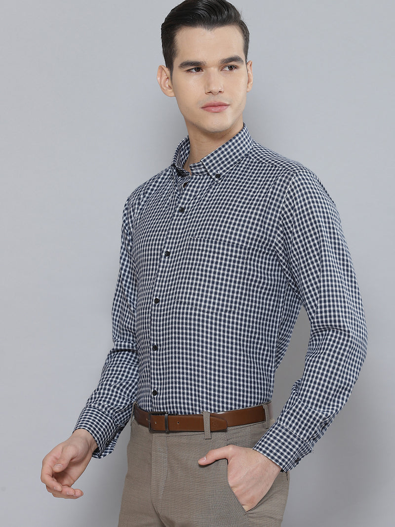 Men Smart Shepherd Checked Cotton Formal Shirt