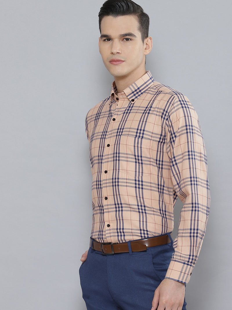 Men Smart Tartan Checked Cotton Formal Shirt
