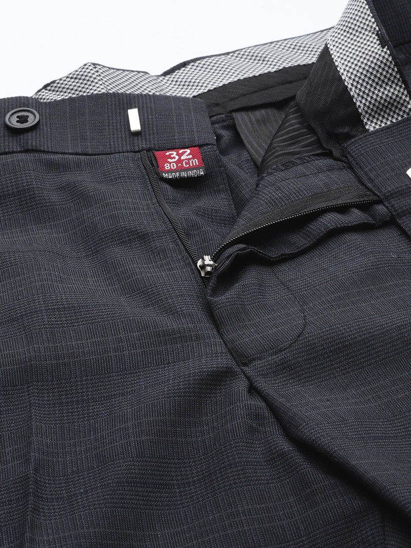 DENNISON Men Smart Self Design Tapered Fit Formal Trousers