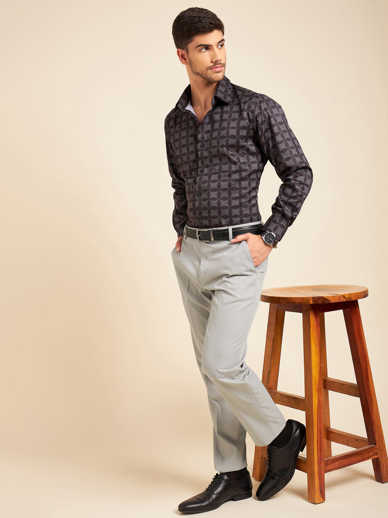 DENNISON Men Flat-Front Mid-Rise Regular Trousers