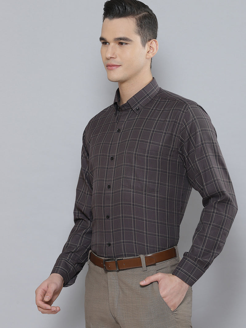 Men Smart Tartan Checked Cotton Formal Shirt