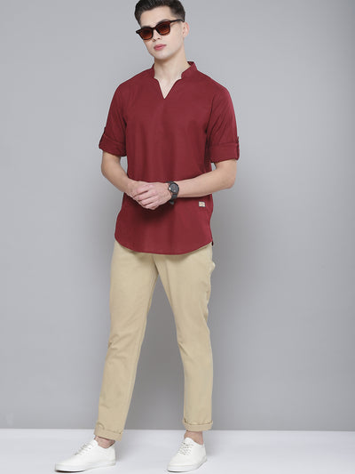DENNISON Men Maroon Comfort Fit Kurta
