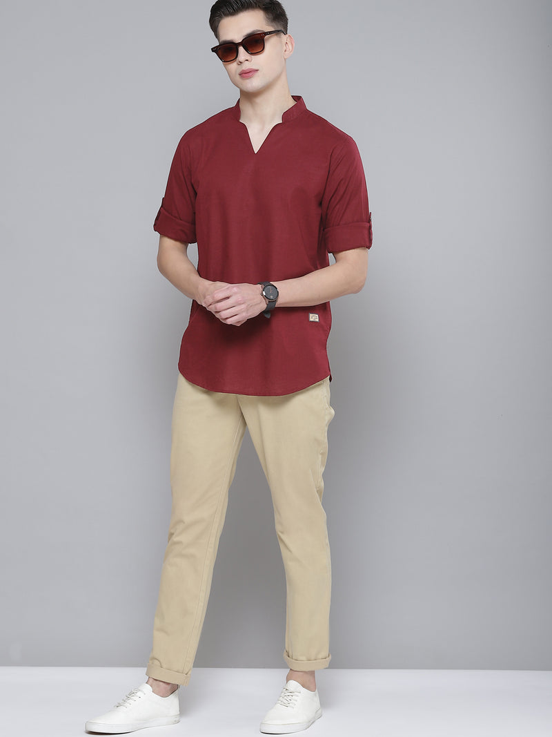DENNISON Men Maroon Comfort Fit Kurta