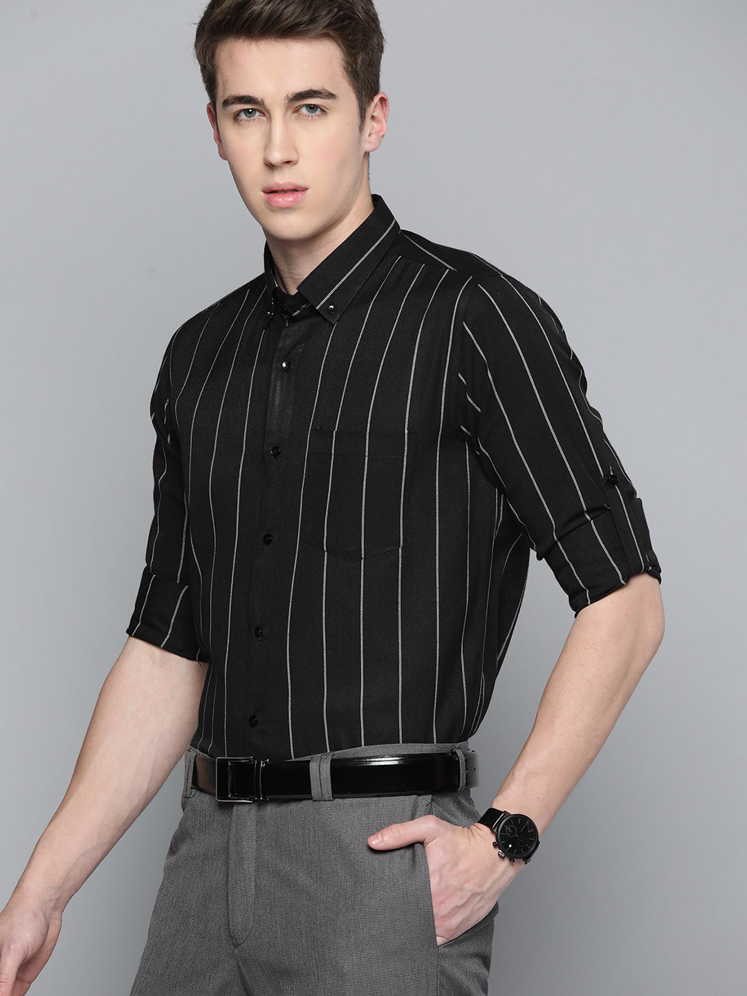 Men Smart Slim Fit Striped Formal Shirt