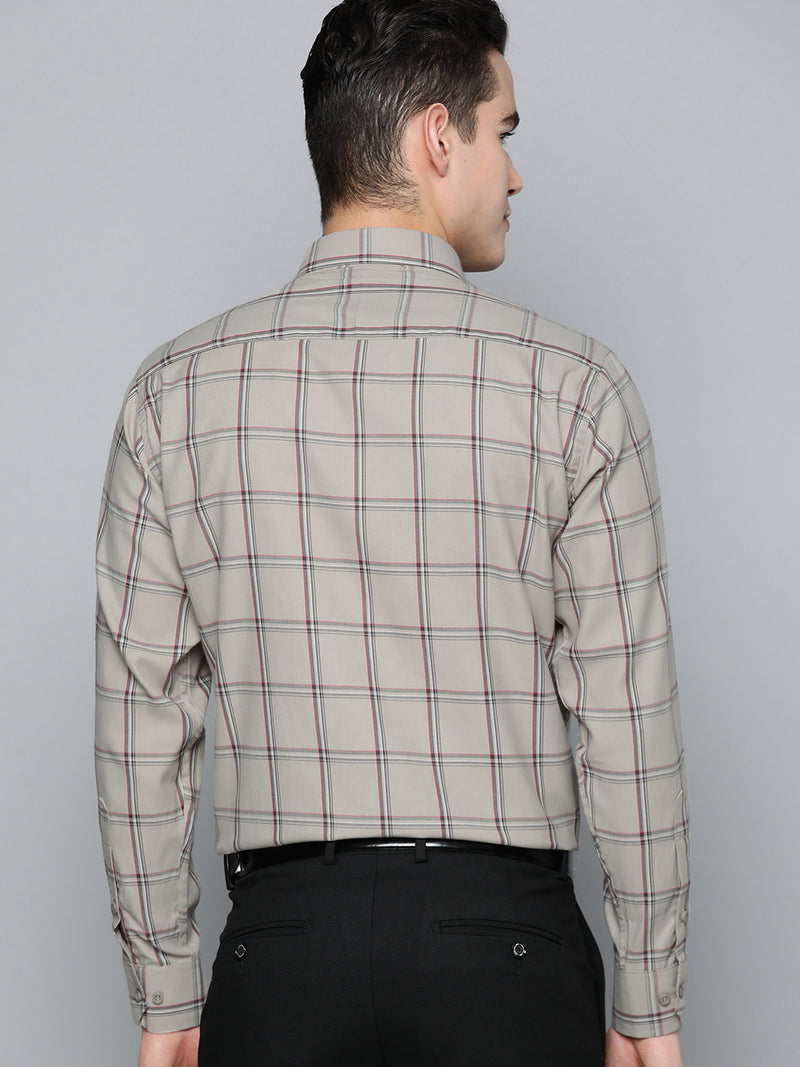 DENNISON Men Smart Windowpane Checks Formal Shirt