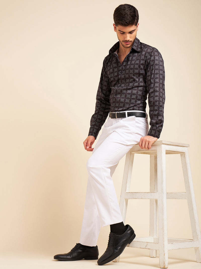 DENNISON Men Flat-Front Mid-Rise Formal Trousers