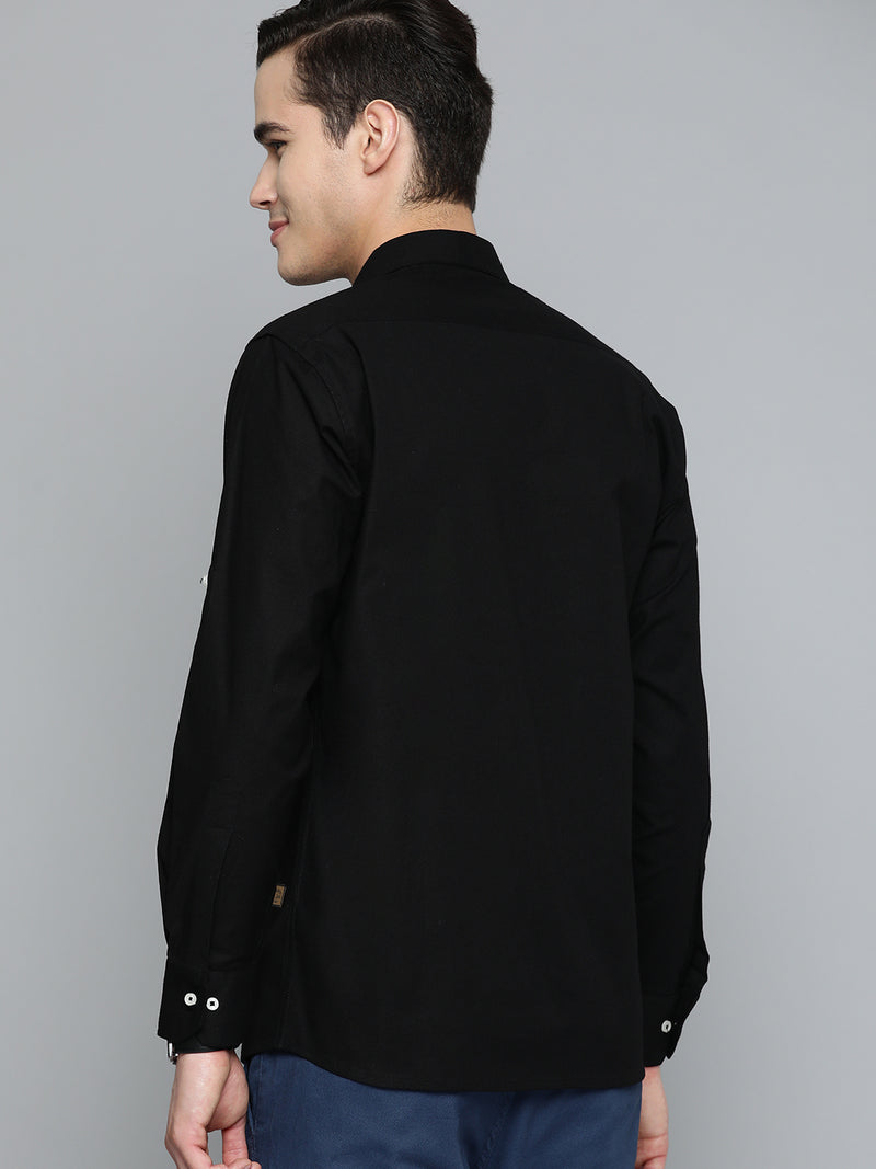 DENNISON Men Black Smart Slim Fit Casual Shirt