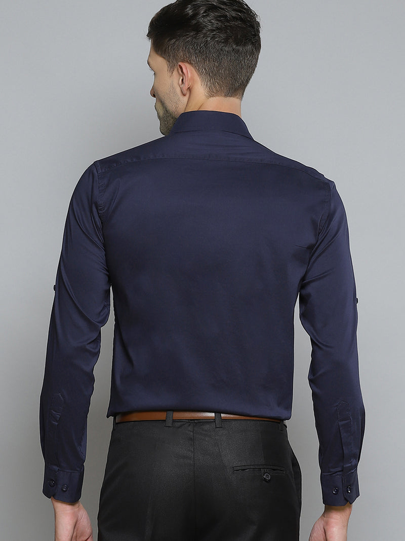 Navy Blue: Lycra Formal Shirt