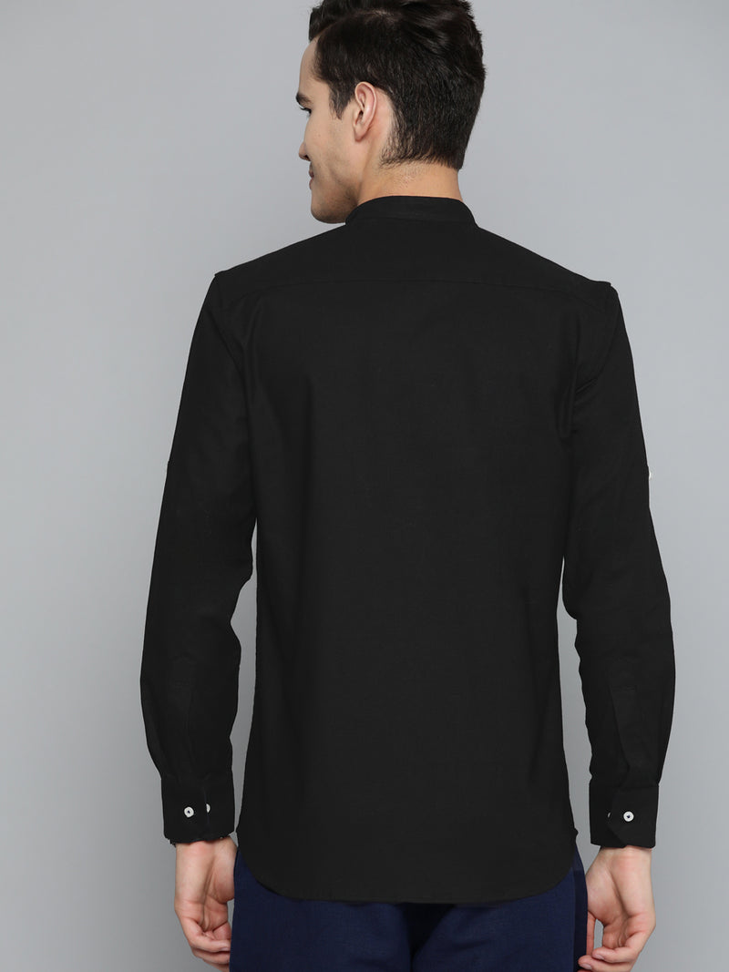 DENNISON Men Black Smart Slim Fit Casual Shirt
