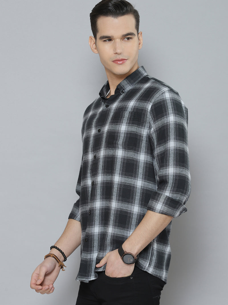 Men Smart Tartan Checked Cotton Casual Shirt