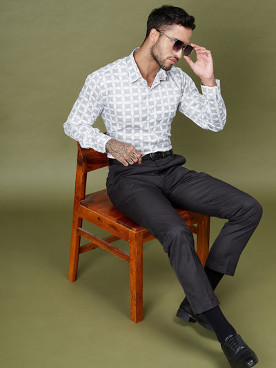 DENNISON Men Smart Mid-Rise Easy Wash Formal Trousers