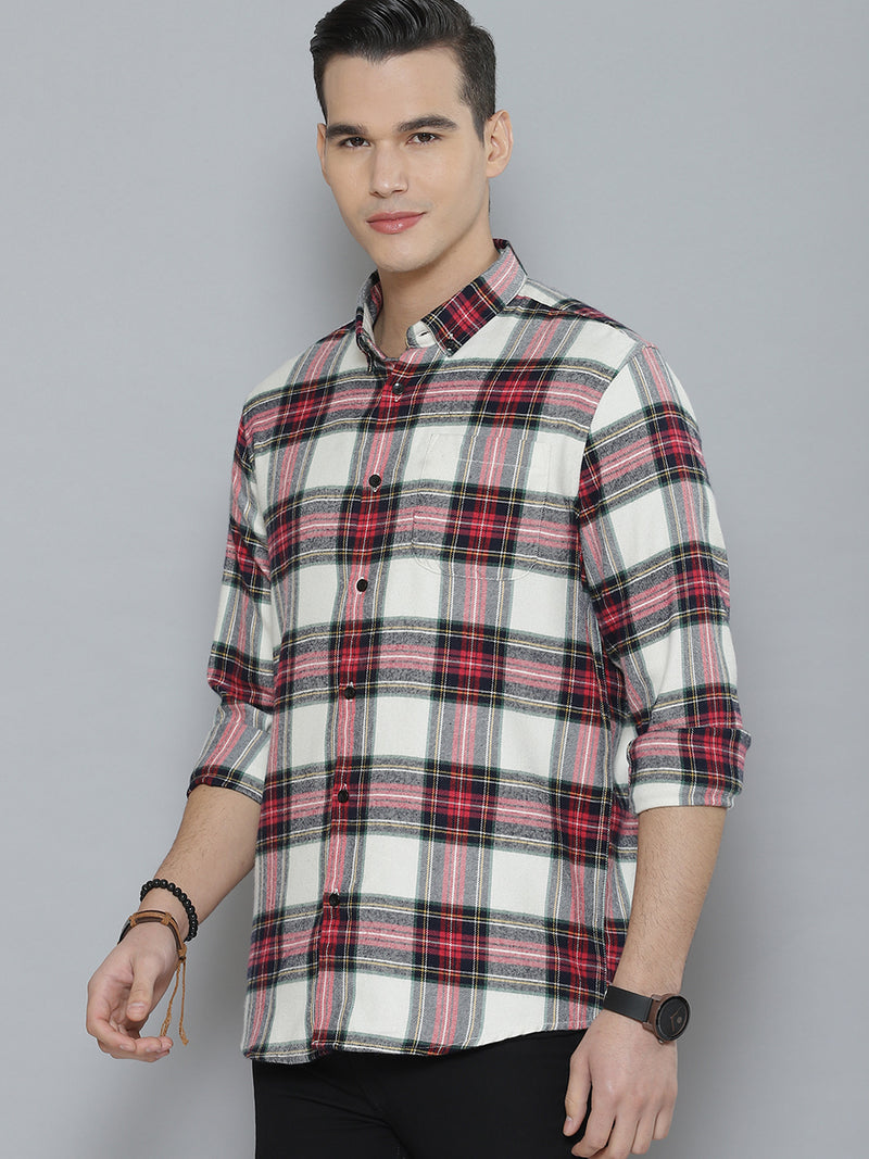 Men Smart Tartan Checked Cotton Casual Shirt