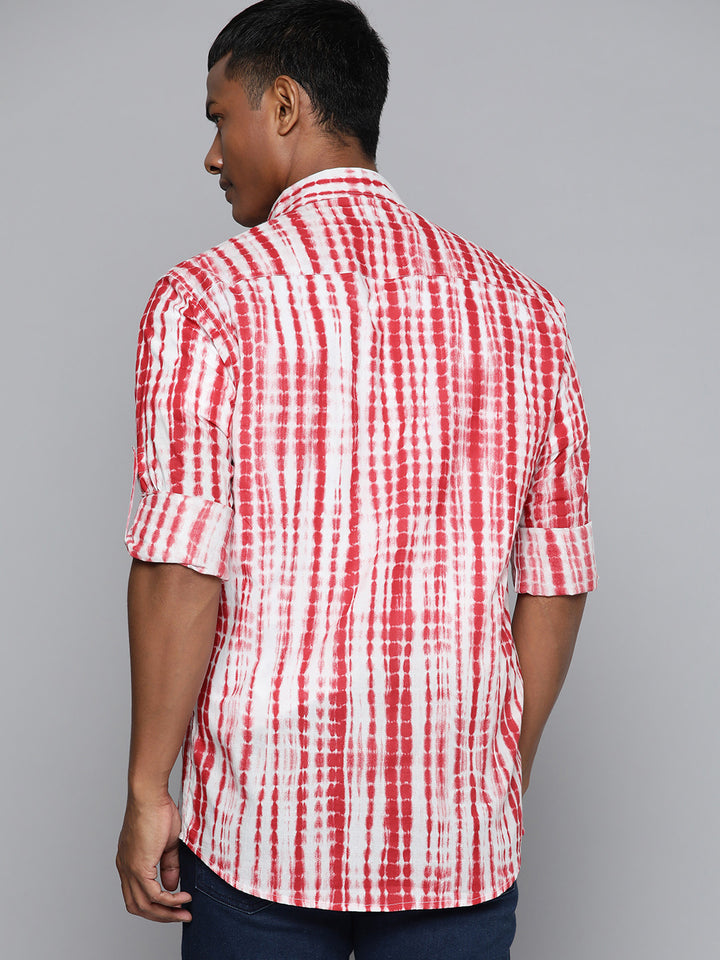 DENNISON Men Red Block Printed Shirt