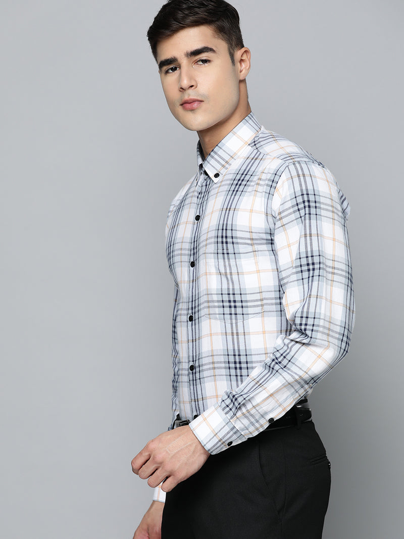 DENNISON Smart Regular Fit Tartan Checks Formal Shirt