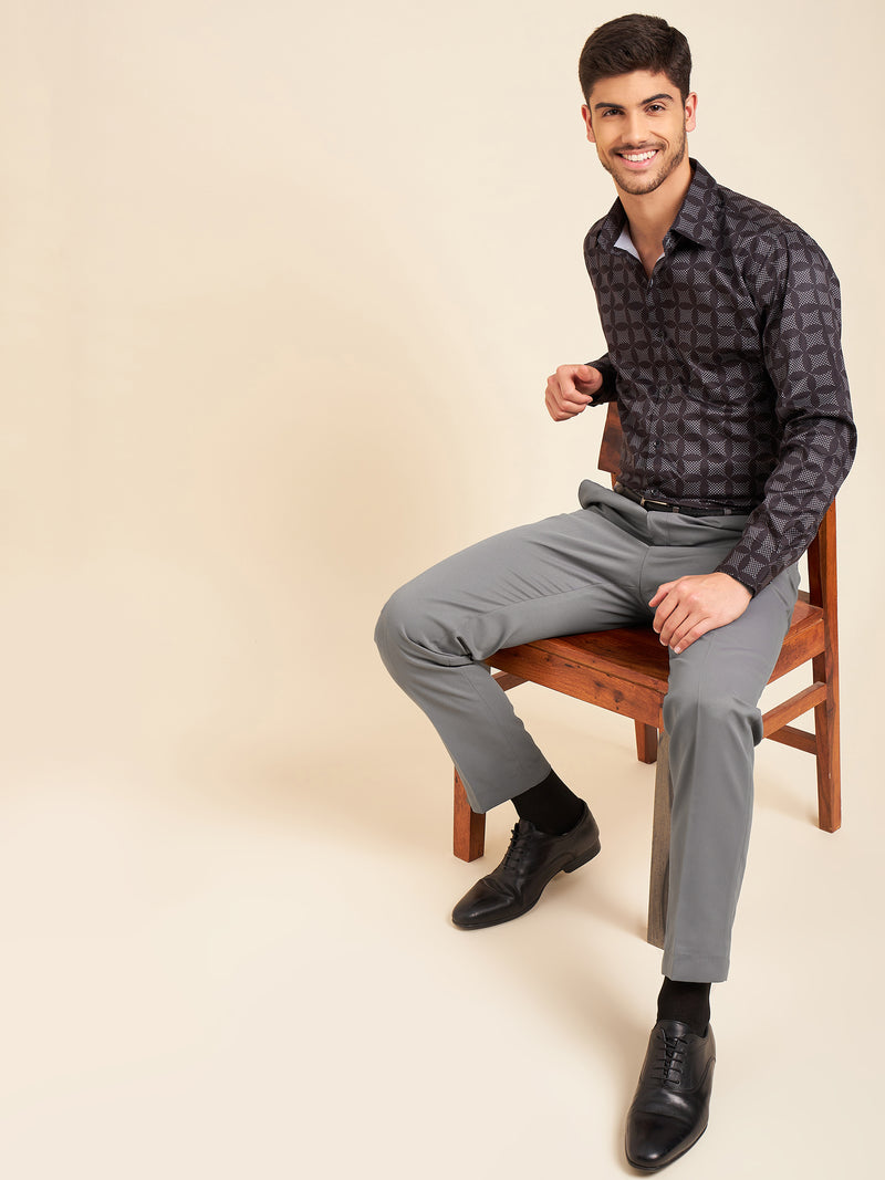 DENNISON Men Flat-Front Mid-Rise Formal Trousers