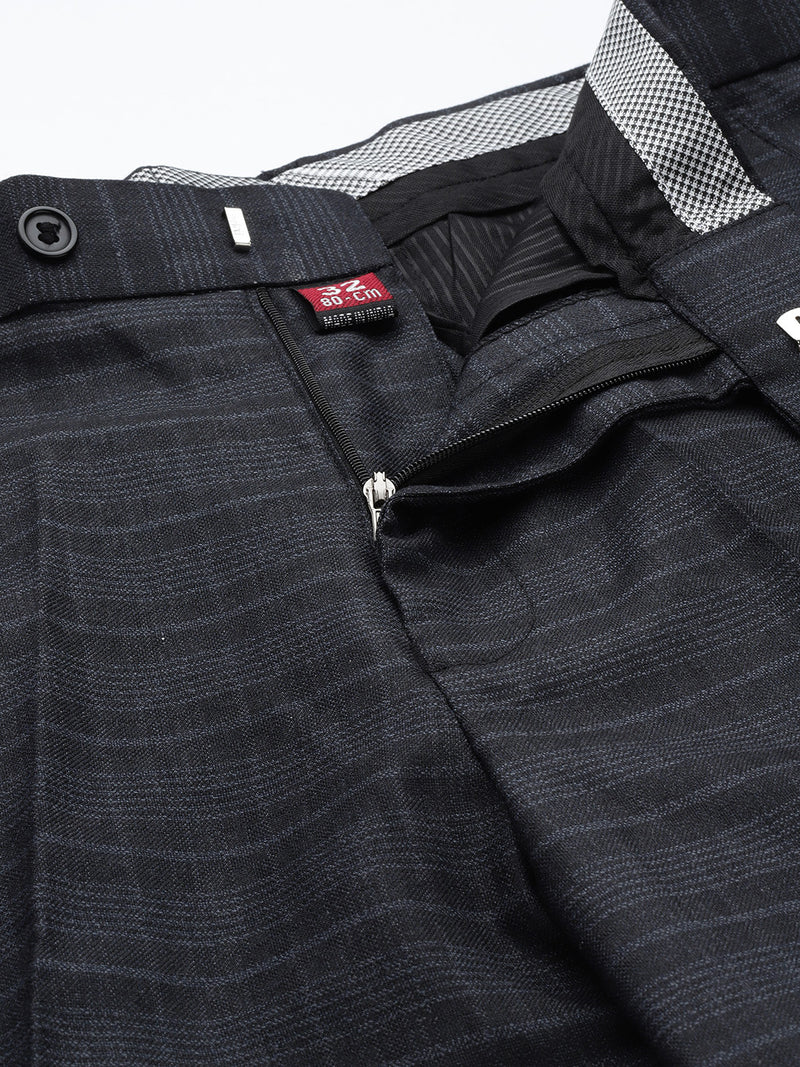 DENNISON Men Smart Self Design Tapered Fit Formal Trousers