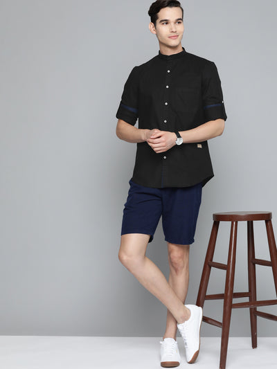 DENNISON Men Black Smart Slim Fit Casual Shirt