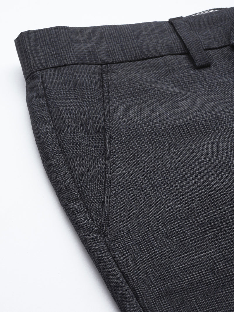 DENNISON Men Smart Self Design Tapered Fit Formal Trousers