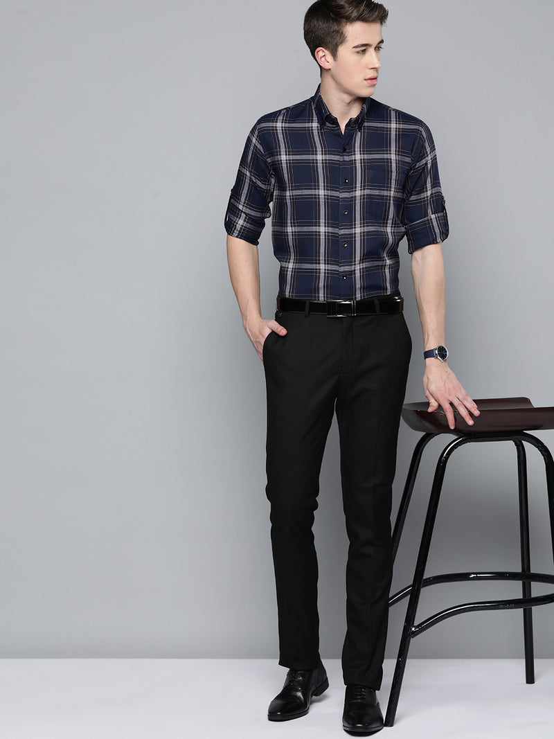 Men Smart Slim Fit Tartan Checks Formal Shirt
