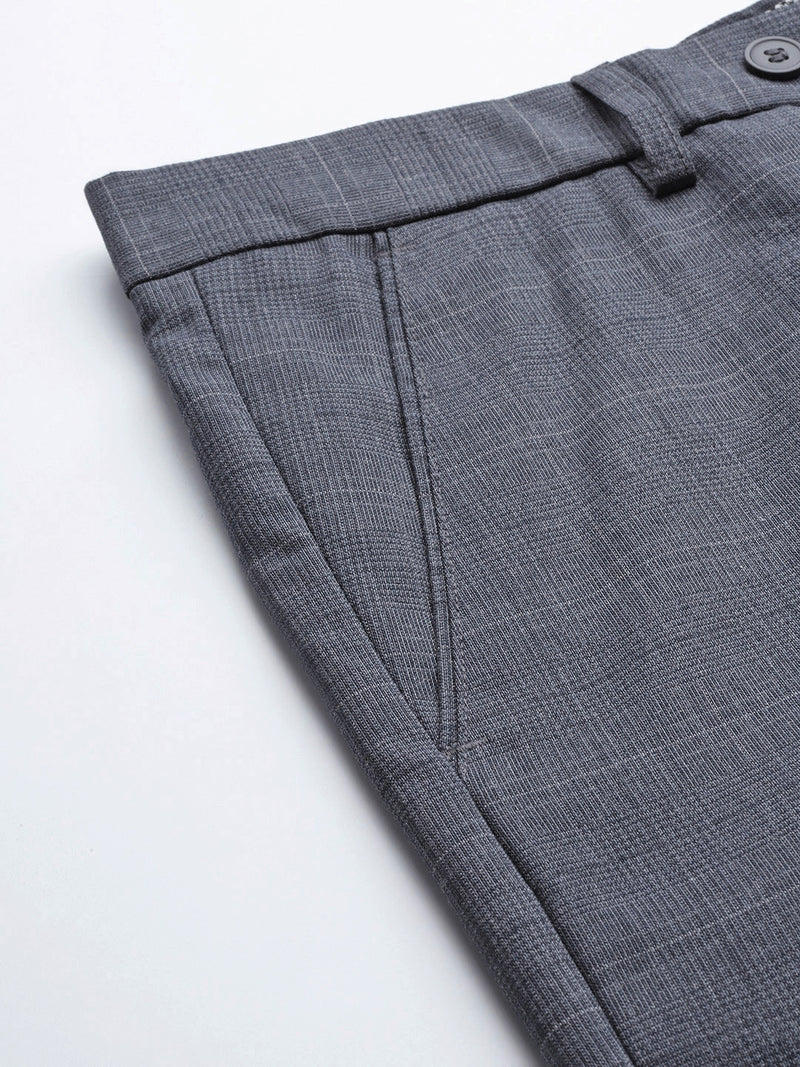DENNISON Men Smart Self Design Tapered Fit Formal Trousers