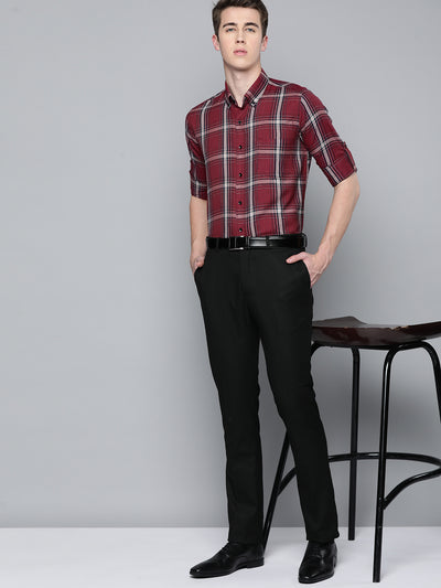 Maroon: tartan checked Formal shirt