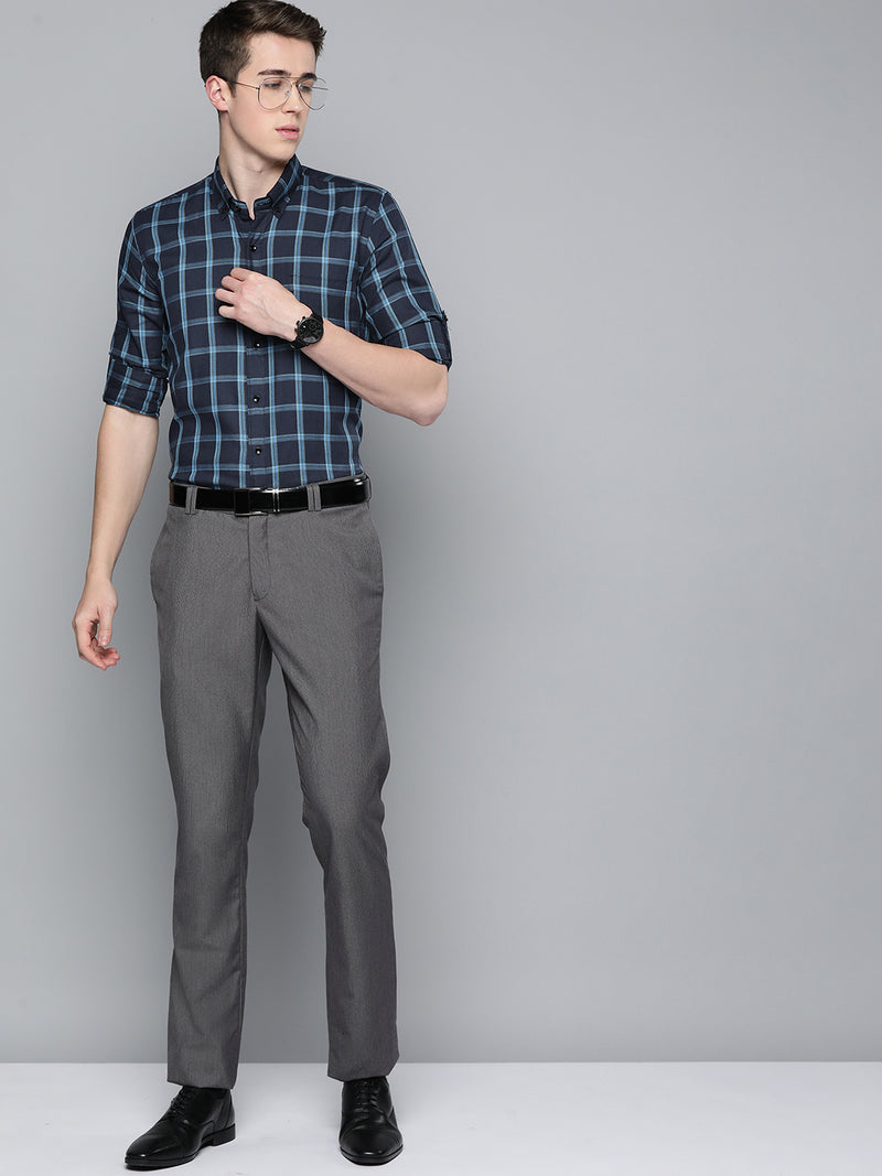 Smart Windowpane Checks Slim Fit Formal Shirt