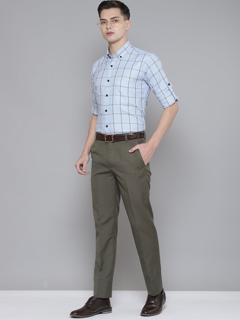 Men Blue Smart Slim Fit Checked Formal Shirt