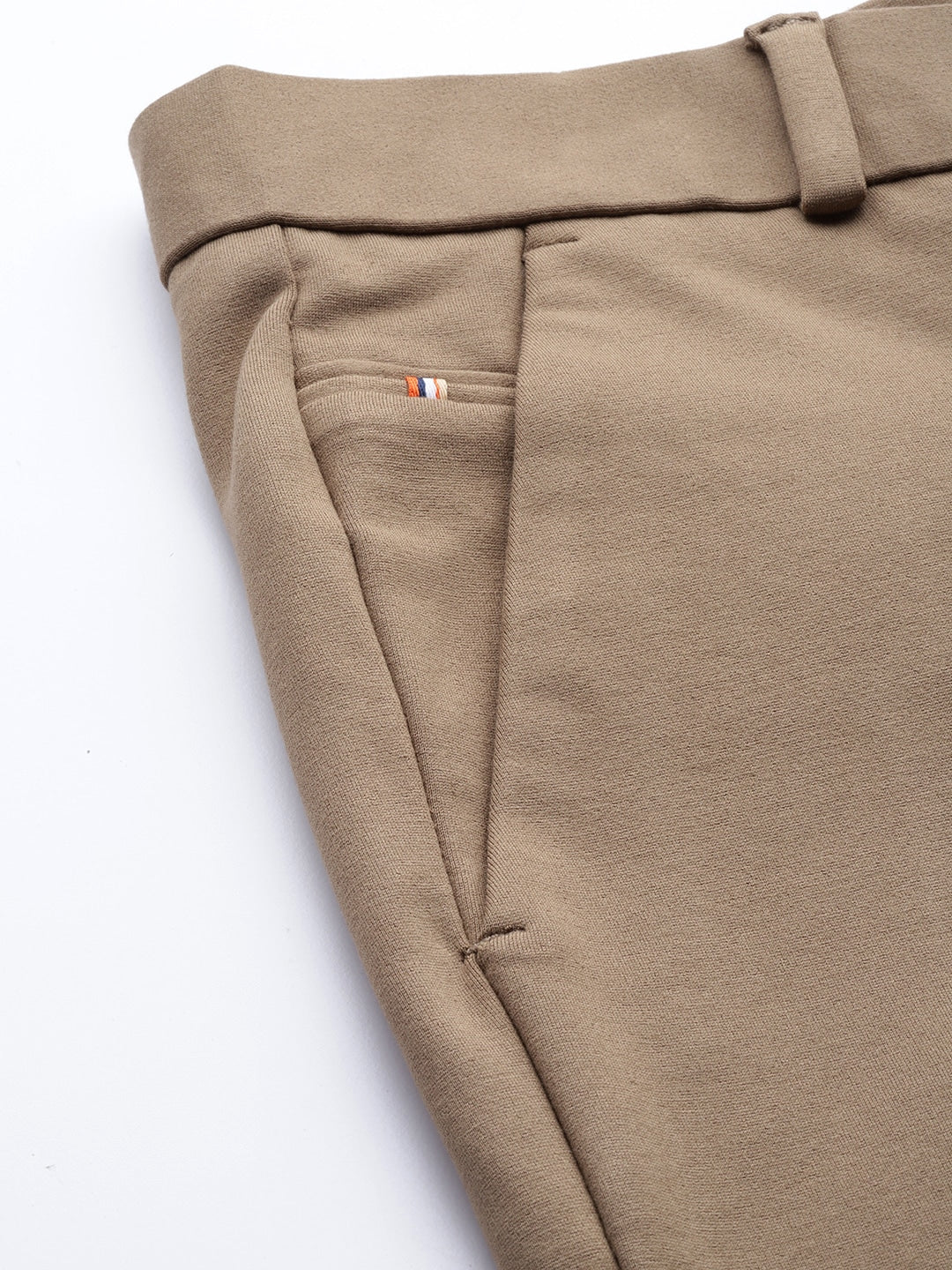 Men Khaki Smart 4-Way Tapered Fit Easy Wash Knitted Trouser