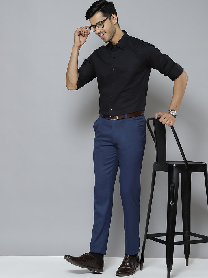 Men Black Pure Cotton Smart Formal Shirt