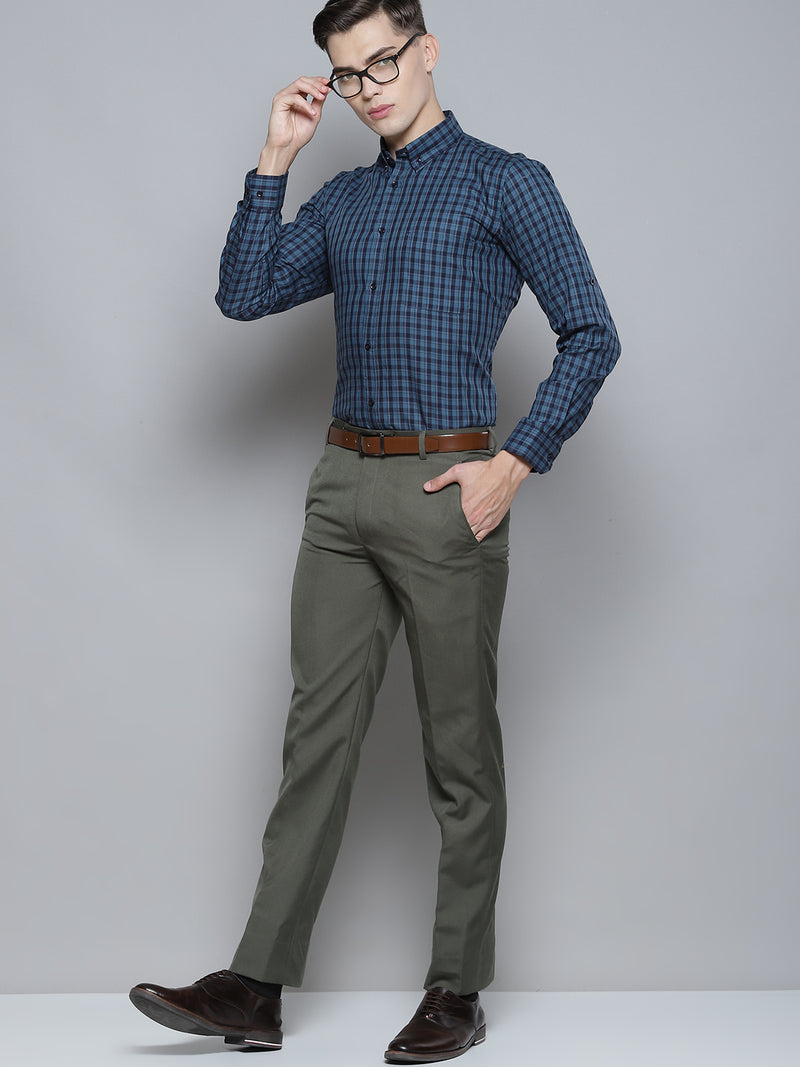 Men Black Smart Slim Fit Gingham Checks Opaque Checked Formal Shirt