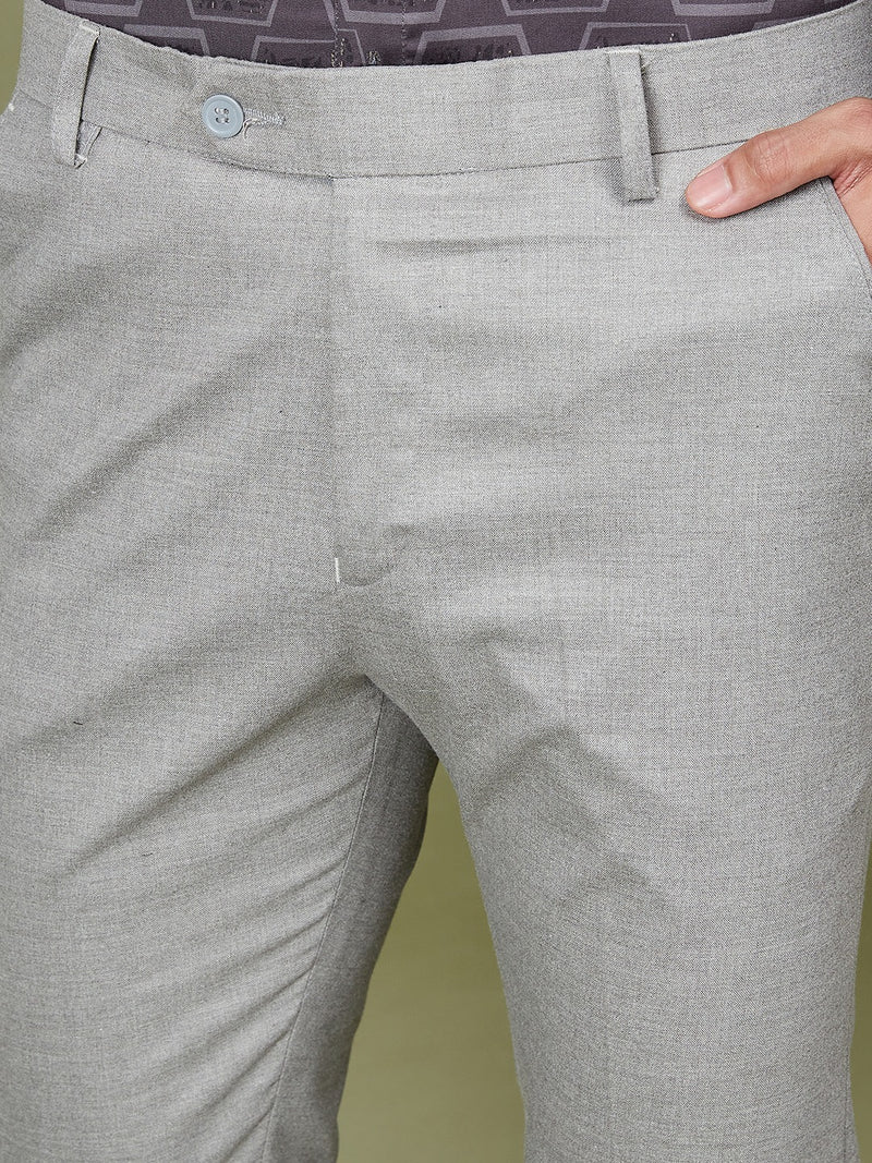 DENNISON Men Smart Tapered Fit Easy Wash Formal Grey Trousers