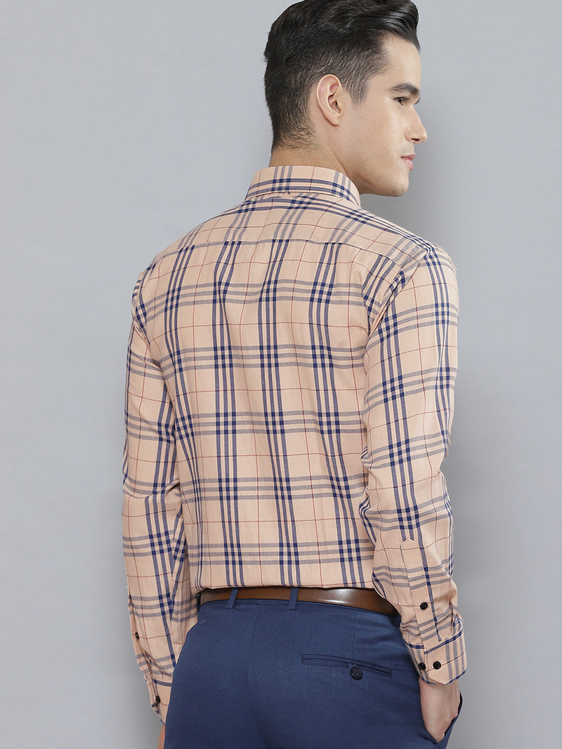 Men Smart Tartan Checked Cotton Formal Shirt