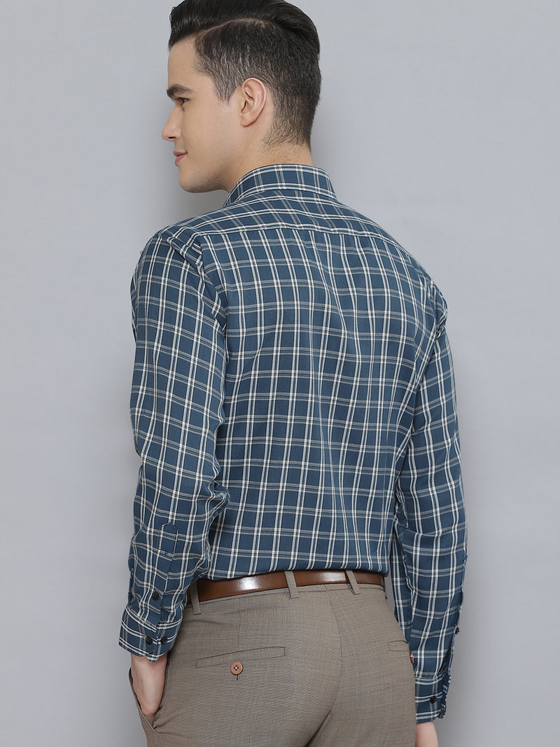 Men Smart Gingham Checked Cotton Formal Shirt