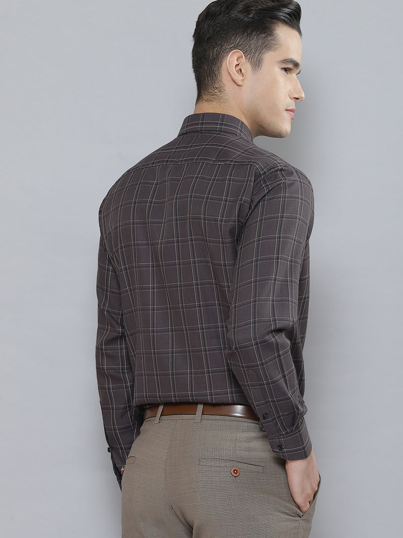 Men Smart Tartan Checked Cotton Formal Shirt