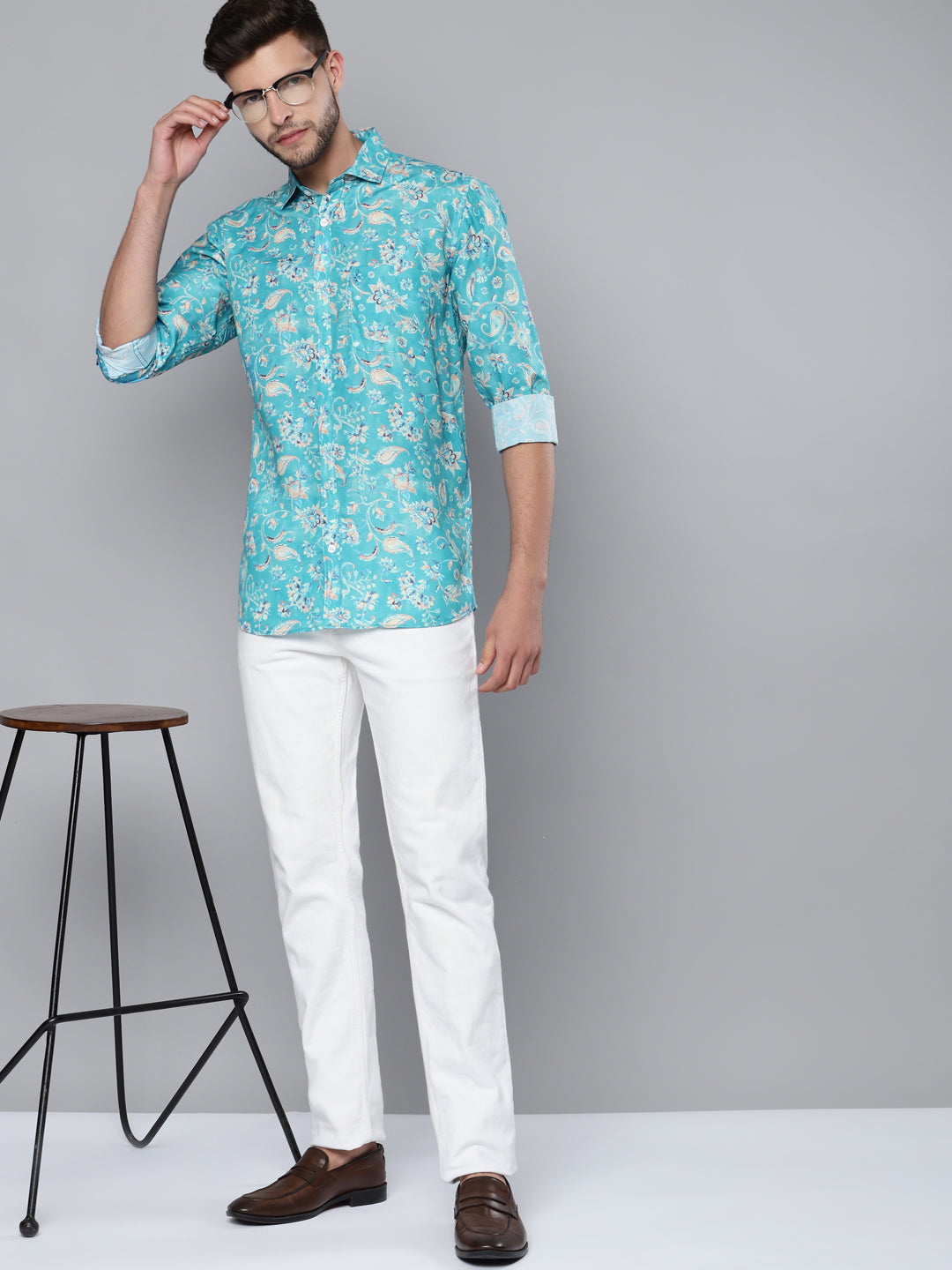 Men's Floral Print Shirts Long Sleeve Flower Printing Polyester