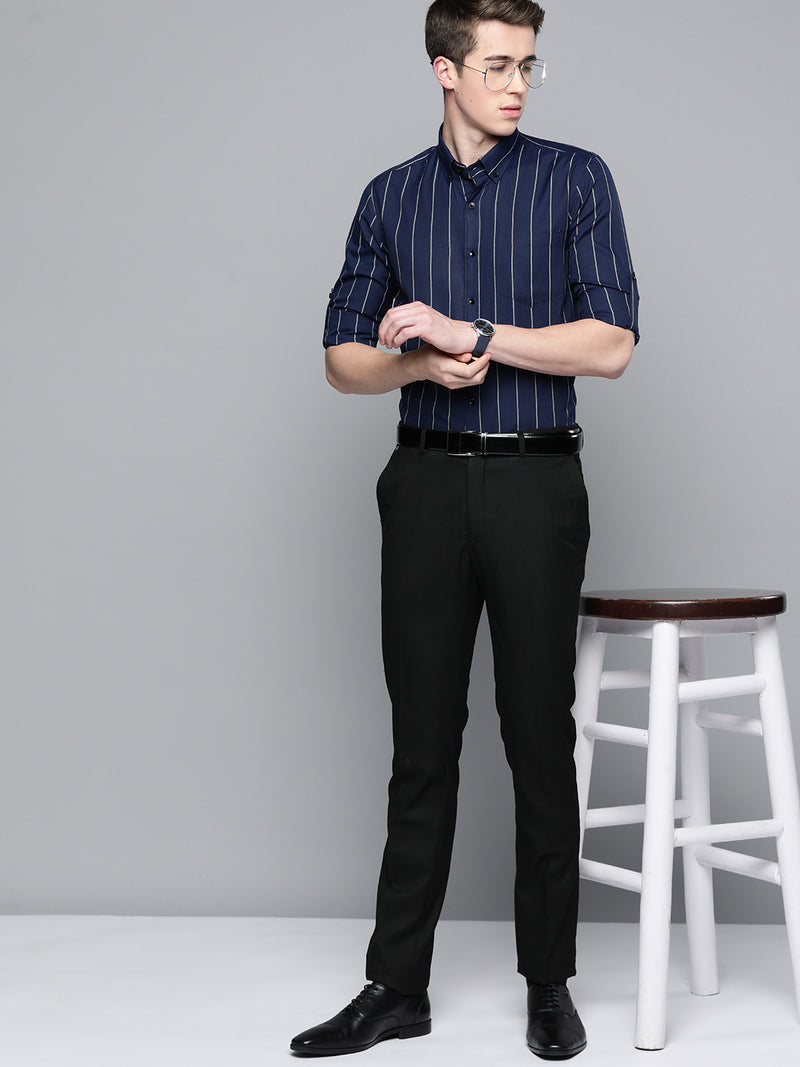 Men Smart Slim Fit Striped Formal Shirt