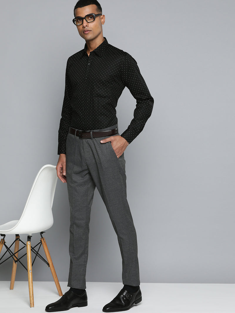 Black: Smart Polka Dots Printed Shirt