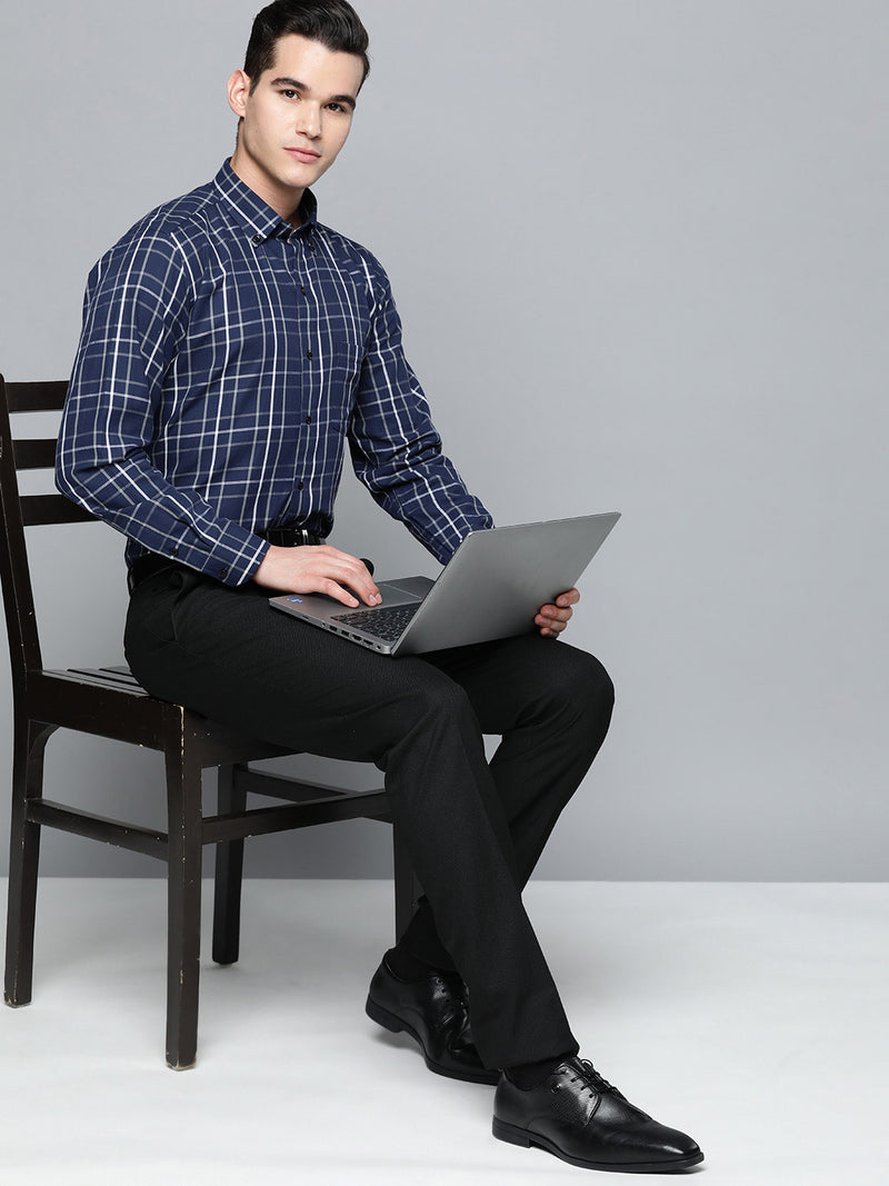 Blue: Tartan Checks Formal Shirt