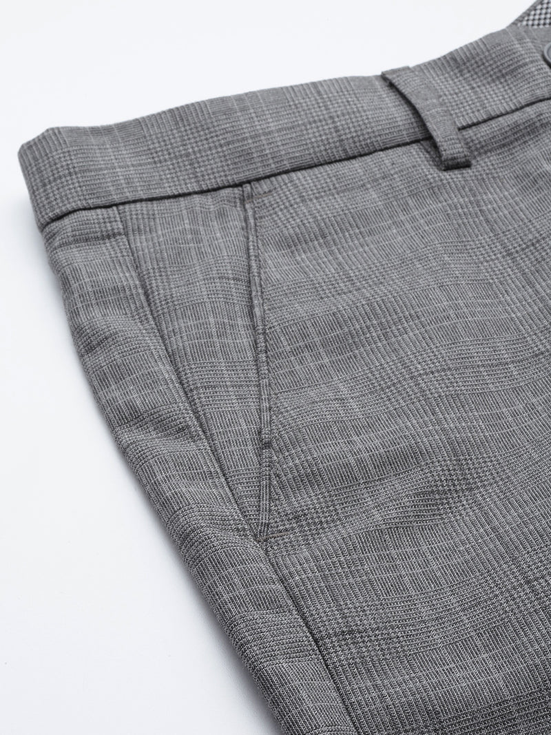 DENNISON Men Smart Self Design Tapered Fit Formal Trousers